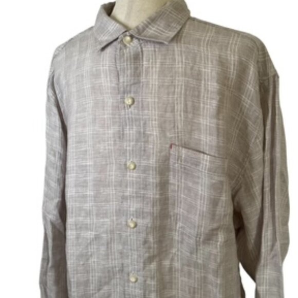 Tommy Bahama Linen Shirt Men's Size Large Long Sleeve Button Up‎ Beige - Picture 1 of 13